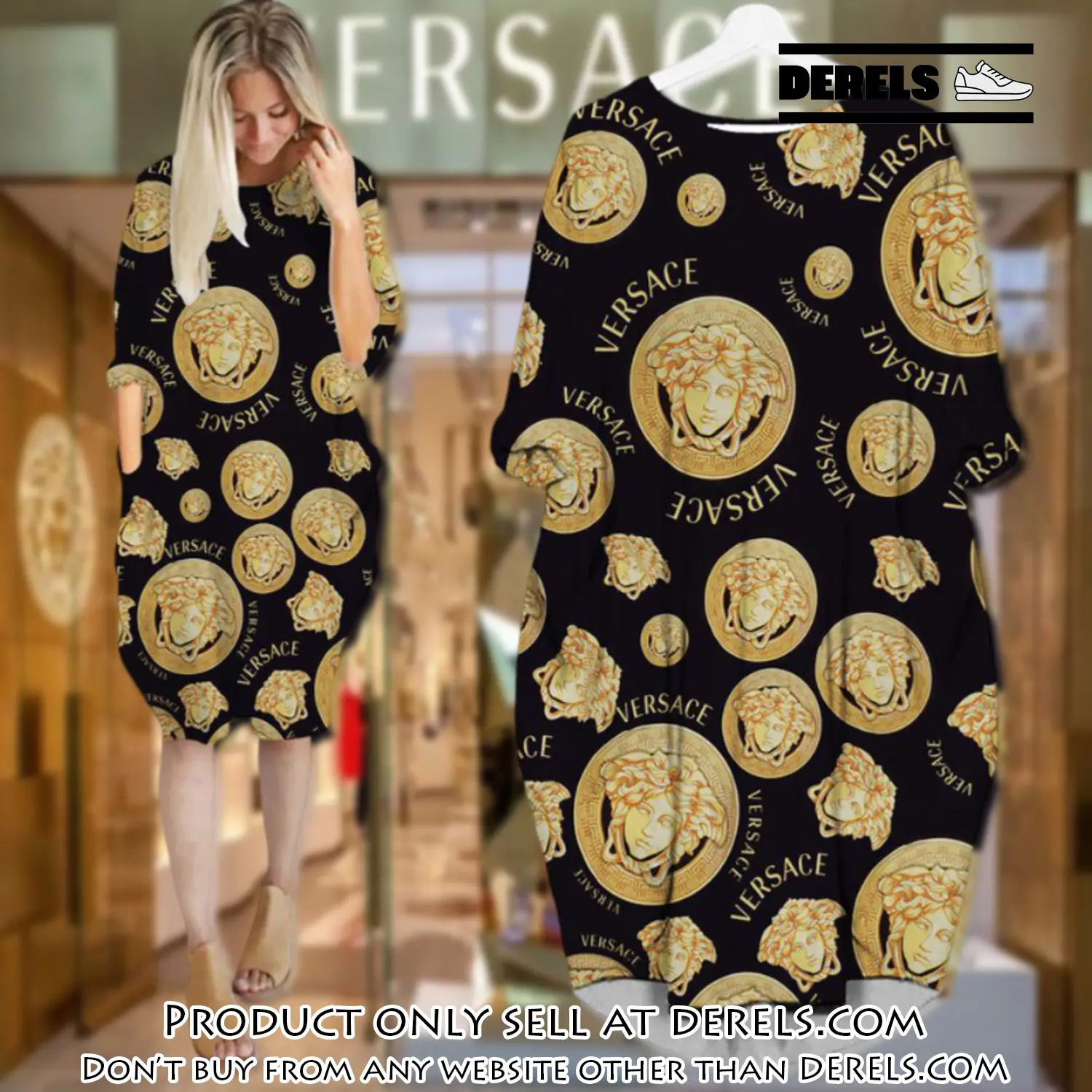 Gianni versace black batwing pocket dress luxury brand for women pd064 dr2422195